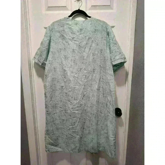 Moon Dance Blue Floral Roses Pearl Snaps Granny Core Housecoat House Dress Sz 1X - Picture 2 of 9